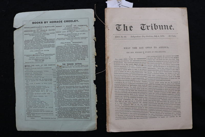 1876 JULY 4 NEW YORK TRIBUNE INDEPENDENCE DAY ORATIONS AND POEMS - K 2408