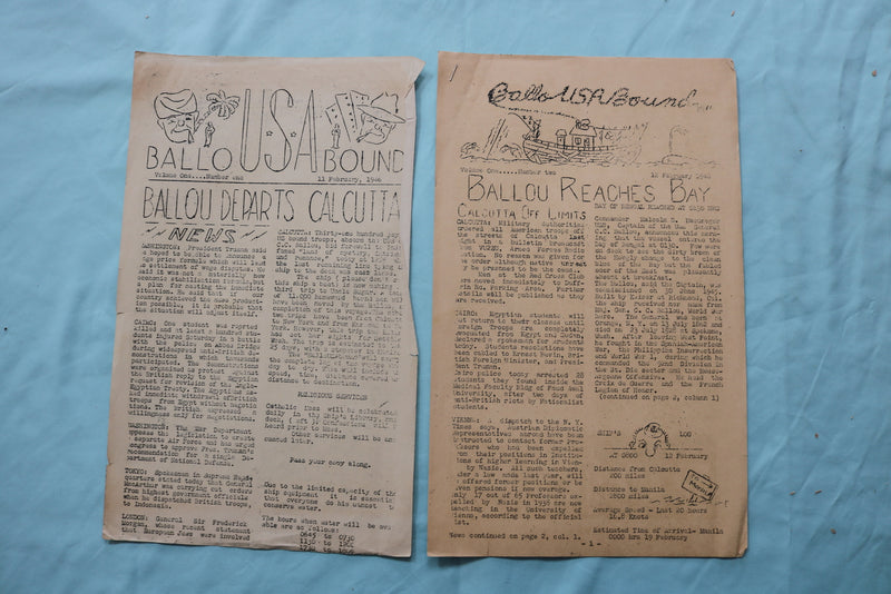 1946 BALLOU BOUND- TRANSPORT SHIP NEWSPAPER - LOT OF 26 - K 2519