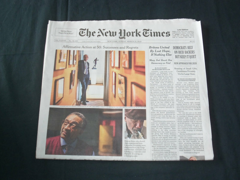 2019 MARCH 31 NEW YORK TIMES - DEMOCRATS RELY ON RICH BACKERS BUT KEEP IT QUIET