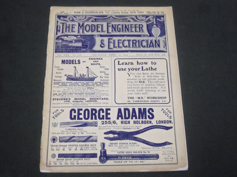 1914 APRIL 23 THE MODEL ENGINEER & ELECTRICIAN MAGAZINE - NICE ADS - ST 4452