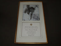 1987 LINDA & TOM DASCHLE SIGNED PHOTO & INVITATION FRAMED 12 X 21 3/4