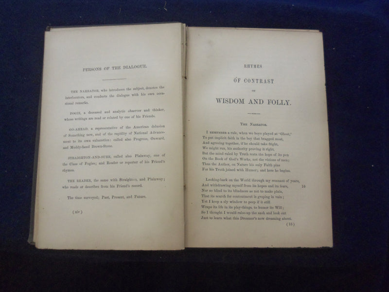 1869 RHYMES OF CONTRAST OF WISDOM AND FOLLY HARDCOVER BOOK BY JAMES RUSH-KD 8482