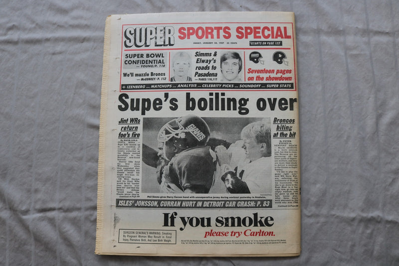 1987 JANUARY 23 NEW YORK POST NEWSPAPER - MICK JAGGER & JERRY HALL - NP 9306