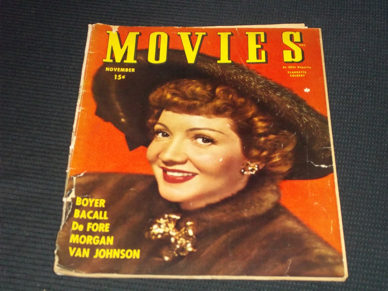 1945 NOVEMBER MOVIES MAGAZINE - CLAUDETTE COLBERT FRONT COVER - E 14195