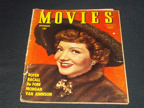 1945 NOVEMBER MOVIES MAGAZINE - CLAUDETTE COLBERT FRONT COVER - E 14195