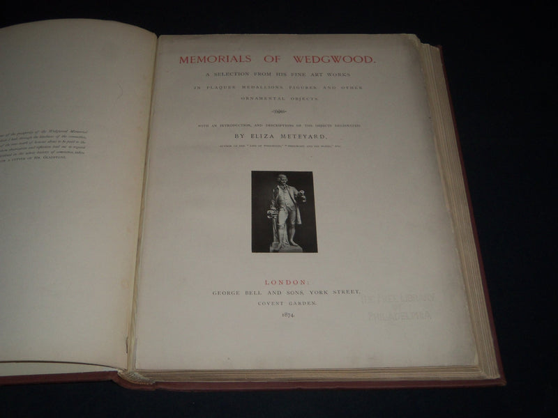 1874 MEMORIALS OF WEDGWOOD VOLUME BY ELIZA METEYARD - NICE PLATES - Z 54