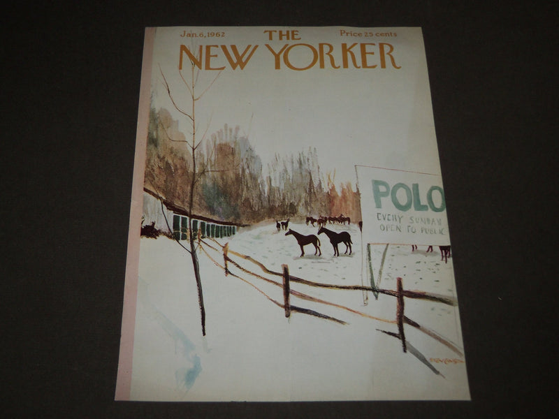1962 JANUARY 6 NEW YORKER MAGAZINE FRONT COVER ONLY - GREAT ART FOR FRAMING