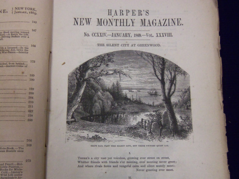 1869 HARPER'S MONTHLY MAGAZINE LOT 12 COMPLETE YEAR - NICE ILLUSTRATIONS- WR 510