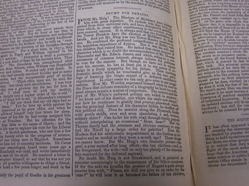 1859 JANUARY-JUNE SATURDAY REVIEW BOUND VOLUME NO. 7 - PUB. IN LONDON - R 1144