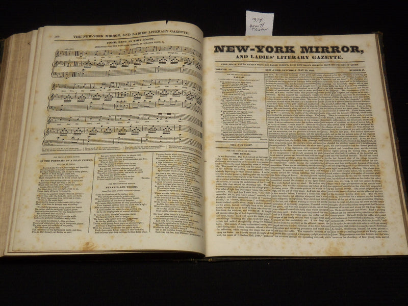 1828-1829 NEW YORK MIRROR AND LADIES GAZETTE BOUND VOLUME - SHELLEY - R 89P
