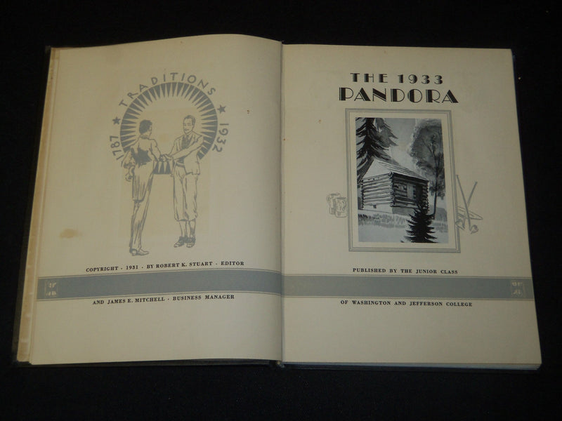 1933 PANDORA WASHINGTON AND JEFFERSON COLLEGE YEARBOOK - PENNSYLVANIA - YB 1898