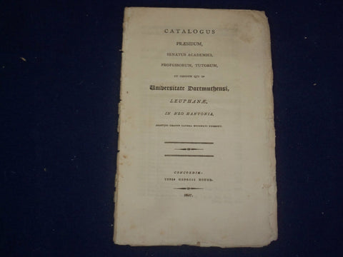 1807 UNIVERSITATE DARTMUTHENSI CATALOGUS - J 4708