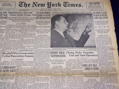 1947 APRIL 4 NEW YORK TIMES - 518 MINES CLOSED BY KRUG - NT 3276