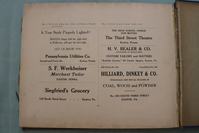 1915 THE RECHAUFFE EASTON HIGH SCHOOL YEARBOOK - EASTON, PENNSYLVANIA - YB 3546