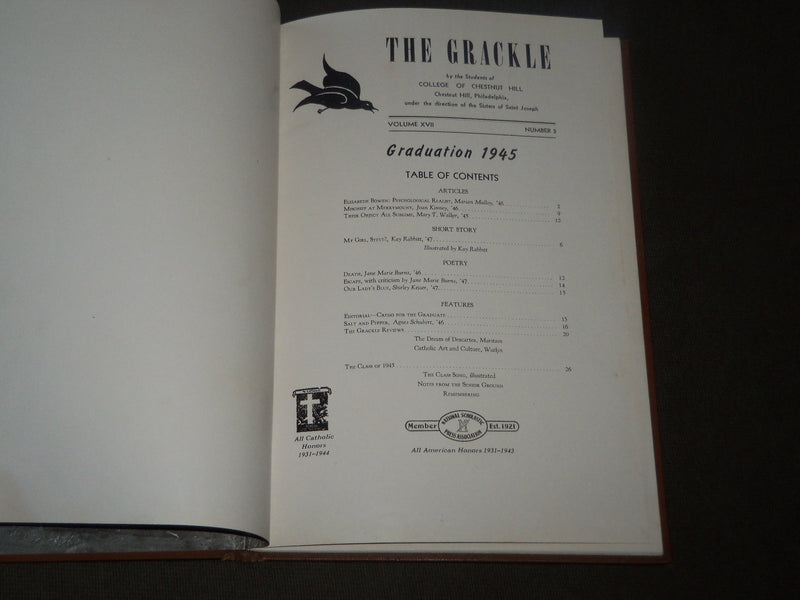 1945 THE GRACKLE COLLEGE OF CHESTNUT HILL YEARBOOK - PHILADELPHIA - YB 1393