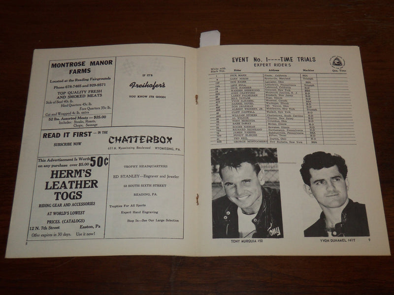 1964 MOTOR CYCLE RACES HOLIDAY CLASSIC PROGRAM - READING FAIRGROUNDS - K 1110