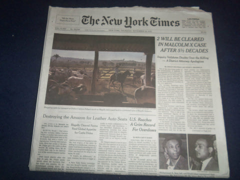 2021 NOV 18 NEW YORK TIMES - 2 WILL BE CLEARED IN MALCOLM X CASE AFTER 56 YEARS