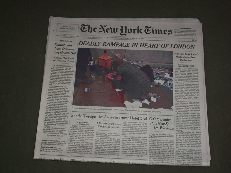 2017 MARCH 23 NEW YORK TIMES - DEADLY RAMPAGE IN HEART OF LONDON
