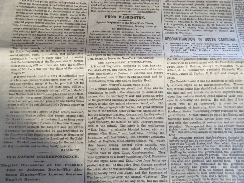 1865 JUNE 26 NEW YORK TIMES NEWSPAPER - OUR INTERNAL REVENUE - NP 3995