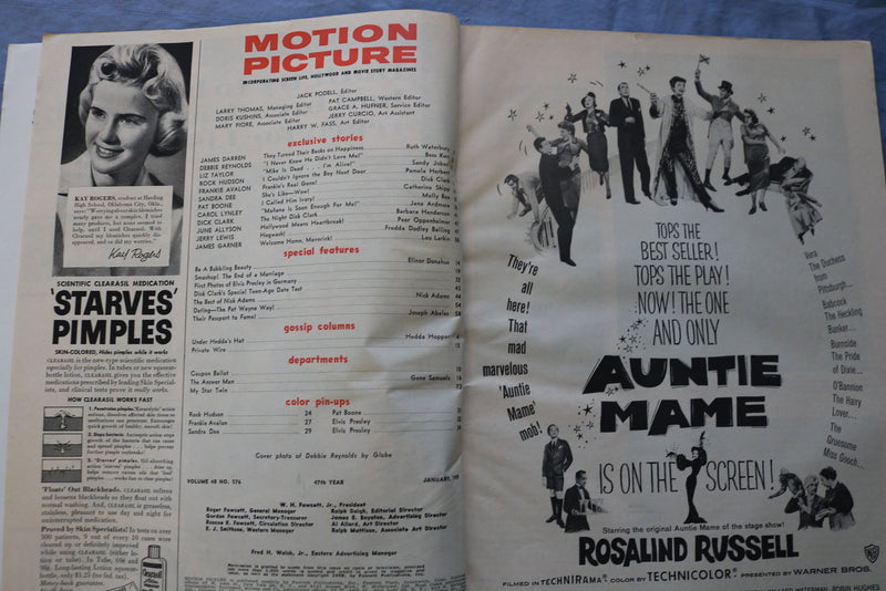 1959 JANUARY MOTION PICTURE MAGAZINE - DEBBIE REYNOLDS COVER - E 9034