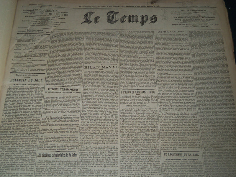 1927 JANUARY-MARCH LE TEMPS FRENCH NEWSPAPER BOUND VOLUME - VB 15