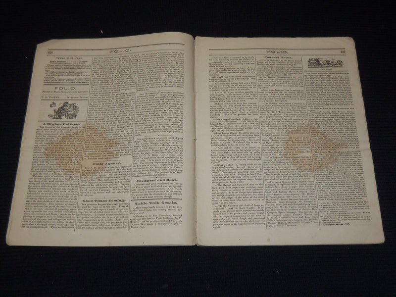 1877 THE FOLIO MAGAZINE LOT OF 6 ISSUES - BOSTON - O 2922G