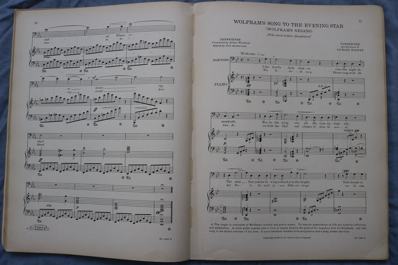 1904-1907 WAGNER LYRICS FOR TENOR & BARITONE AND BASS BOOKS - LOT OF 2 - O 3738