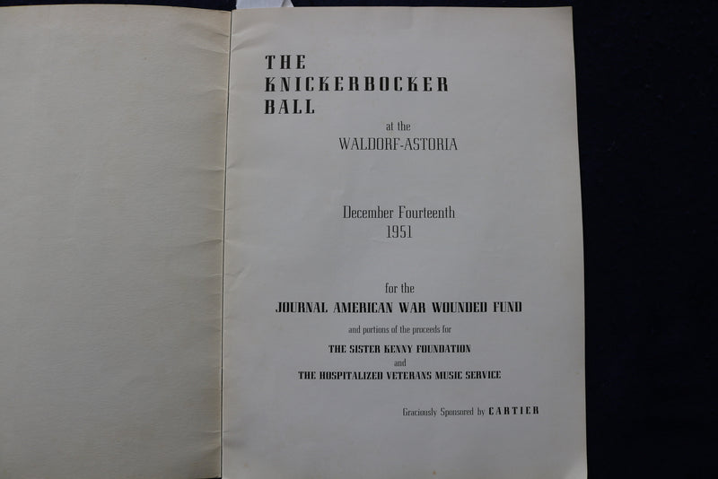 1951 DECEMBER 14 THE KNICKERBOCKER BALL PROGRAM - K 1738