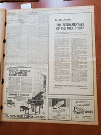 1921 NOVEMBER 3 NEW YORK TIMES NEWSPAPER-MILK DEALERS REJECT ARBITRATION-NT 8026
