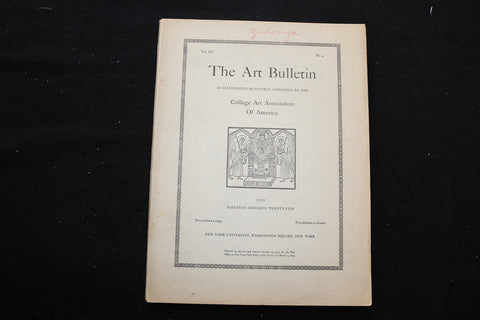 1935 JUNE THE ART BULLETIN MAGAZINE - NEW YORK UNIVERSITY COVER - B 1126D