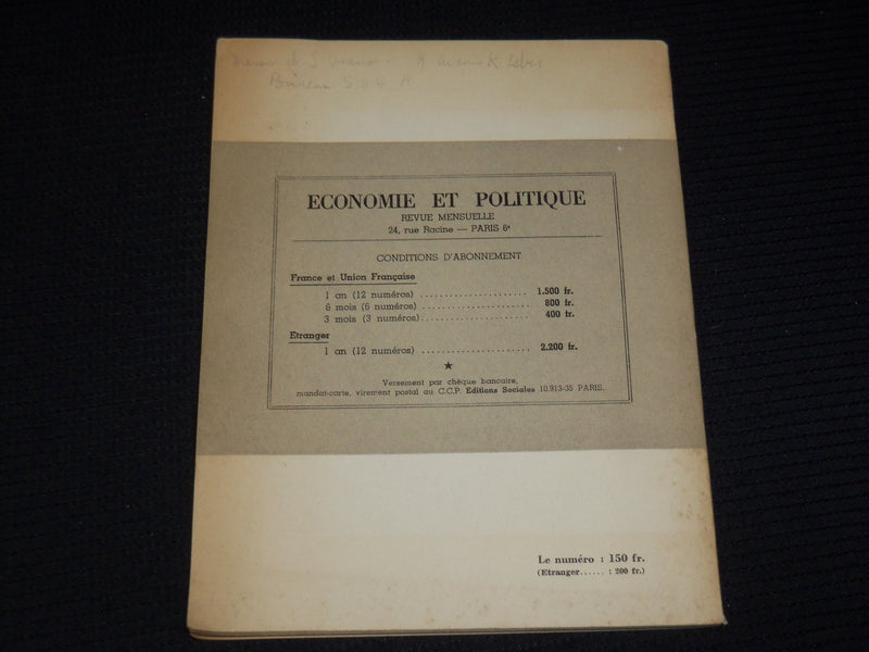 1955 FEBRUARY ECONOMIE ET POLITIQUE FRANCAISE EN 1954 - J 9883
