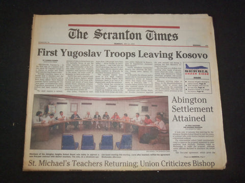 1999 MAY 13 THE SCRANTON TIMES NEWSPAPER - YUGOSLAV TROOPS LEAVE KOSOVO- NP 8395