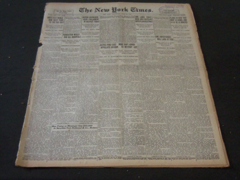 1921 JUNE 22 NEW YORK TIMES - ADMIRAL SIMS LANDS TODAY - NT 5487