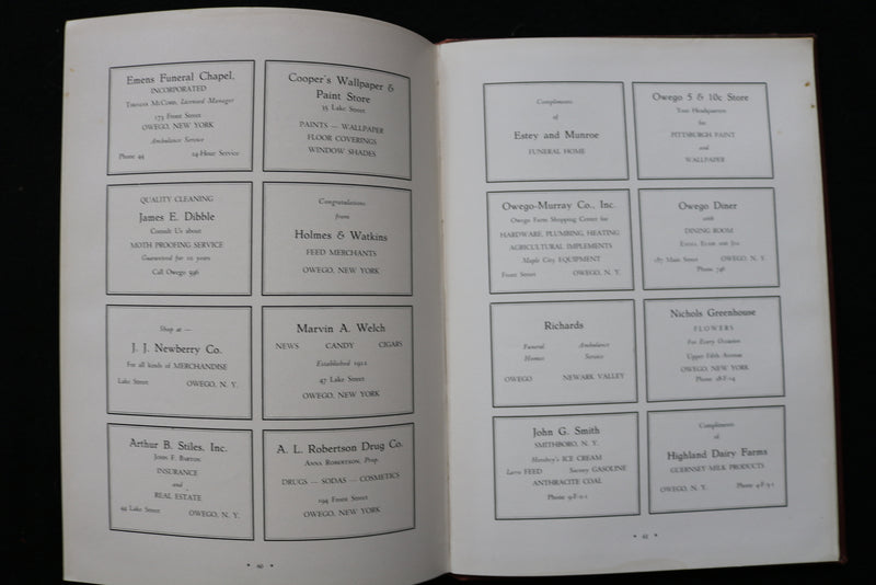 1945 TOM TOM OWEGO FREE ACADEMY YEARBOOK - OWEGO NEW YORK - HARDCOVER - YB 3481