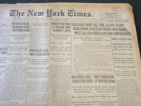 1922 APRIL 15 NEW YORK TIMES - RUSSIANS FIGHT ALL THE ALLIES PLANS - NT 5772
