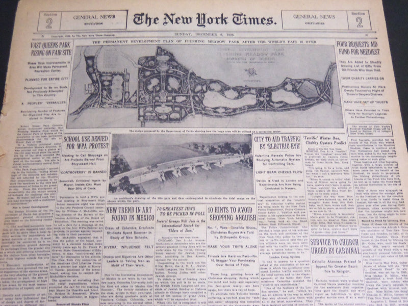 1936 DECEMBER 6 NEW YORK TIMES GENERAL NEWS - VAST QUEEN PARK RISING - NT 7004