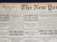 1920 NOVEMBER 9 NEW YORK TIMES - OWNERS FOR NEW LEAGUE AND BASEBALL WAR- NT 8449