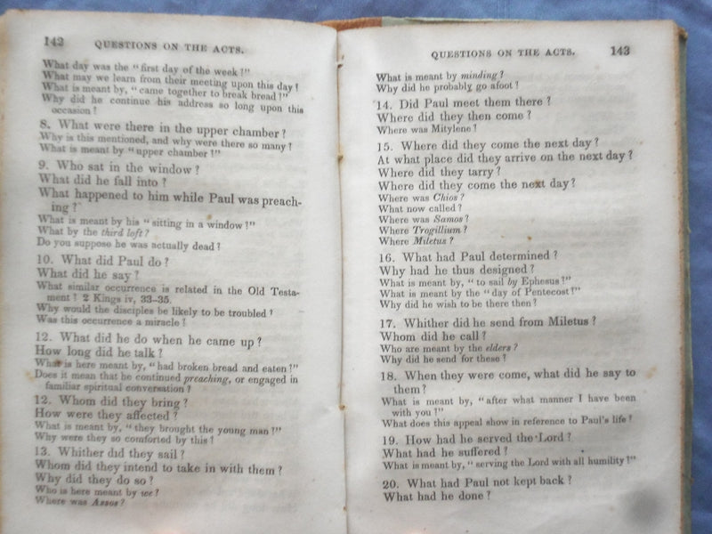 1848 QUESTIONS ON THE ACTS OF THE APOSTLES HARDCOVER BOOK BY REV. PEIRCE - K 304