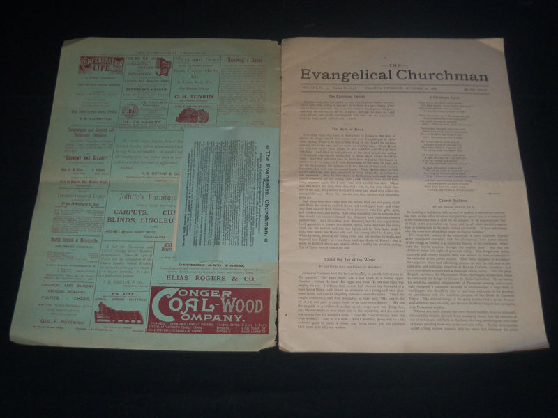 1888 DECEMBER 20 THE EVANGELICAL CHURCHMAN MAGAZINE - TORONTO - J 4201