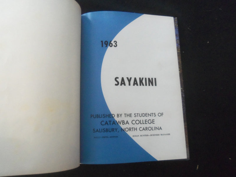 1963 SAYAKINI CATAWBA COLLEGE YEARBOOK - SALISBURY, NORTH CAROLINA - YB 2935