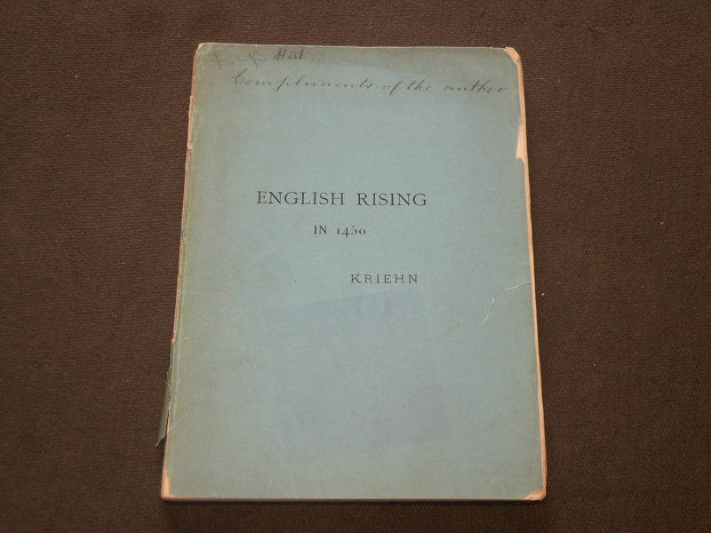 1892 THE ENGLISH RISING IN 1450 SOFTCOVER BOOK BY GEORGE KRIEHN - J 6190
