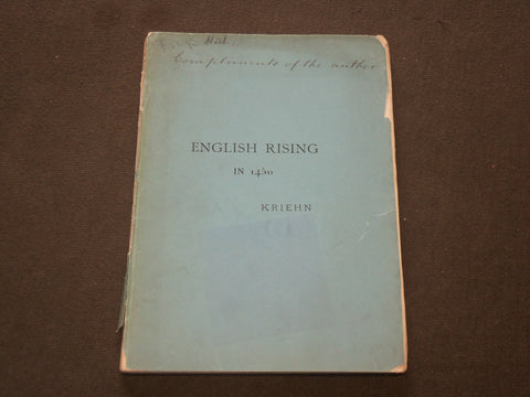 1892 THE ENGLISH RISING IN 1450 SOFTCOVER BOOK BY GEORGE KRIEHN - J 6190
