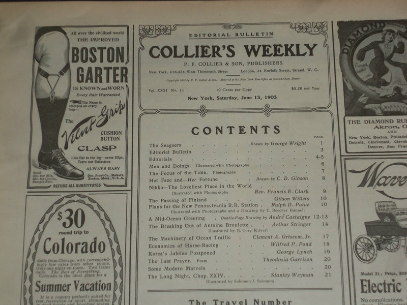 1903 JUNE 13 COLLIER'S MAGAZINE - THE SEAGOERS - ST 6671