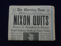 1974 AUGUST 9 THE MORNING NEWS NEWSPAPER - NIXON QUITS - PATERSON, NJ - NP 6438