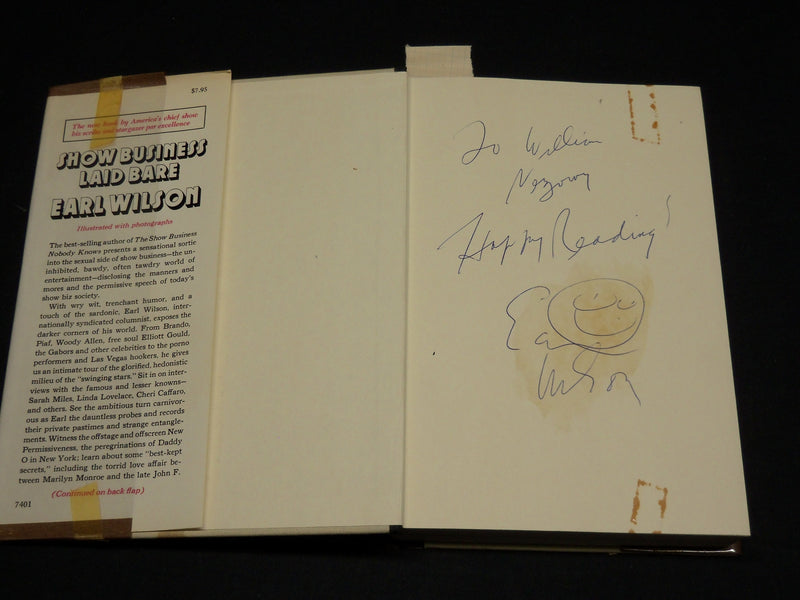 1974 SHOW BUSINESS LAID BARE HARDCOVER BOOK INSCRIBED BY EARL WILSON - D 455