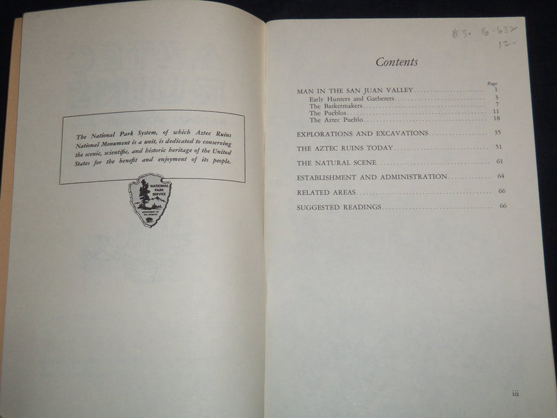 1962 AZTEC RUINS NATIONAL MONUMENT BOOK BY JOHN M. CORBETT - J 8601