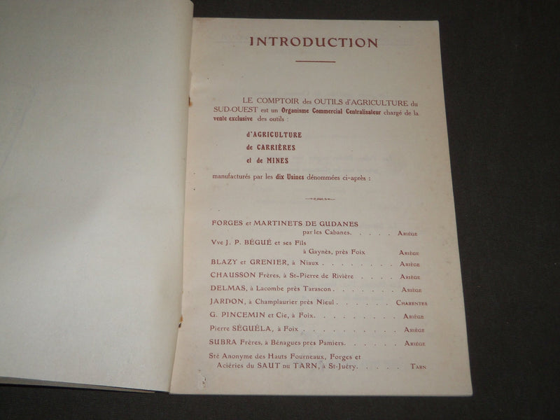 1900'S COMPTOIR DES OUTILS D'AGRICULTURE DU SUD-OUEST FRENCH CATALOGUE - FR 638