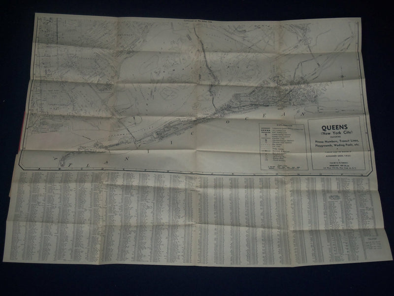 1956 UP TO DATE THE COMPLETE STREET GUIDE TO QUEENS - FOLD OUT MAP - J 5729