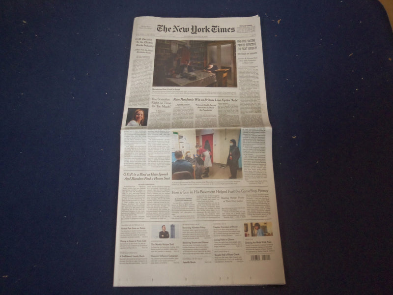 2021 JANUARY 30 NEW YORK TIMES - J&J ONE-DOSE VACCINE PROVED EFFECTIVE VS. VIRUS