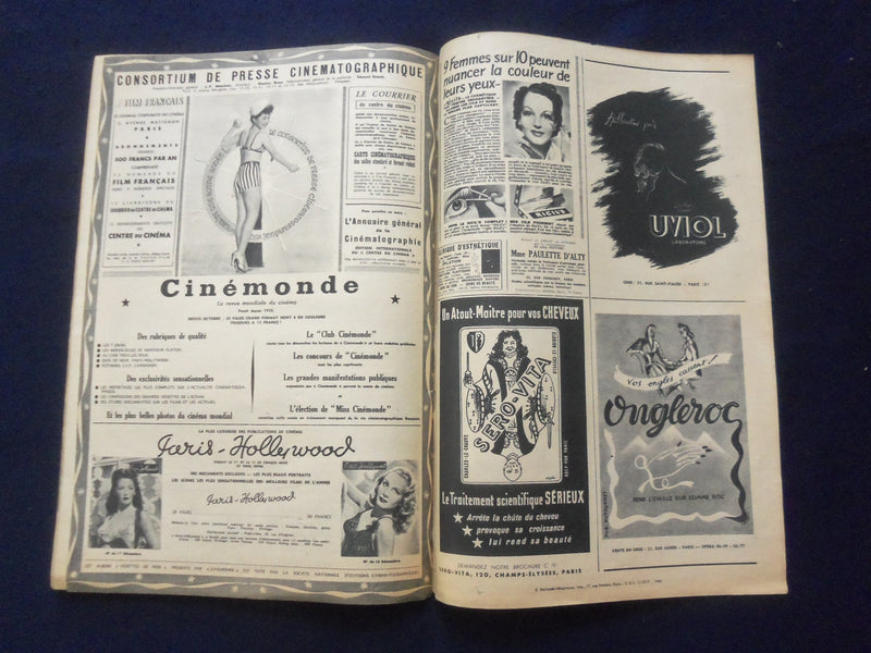 1946 CINEMONDE MAGAZINE- DANNY KAYE BACK COVER - VEDETTES DE NOEL - SP 4868I